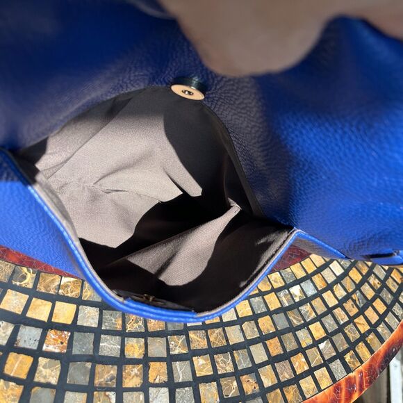 G.I.L.I. Haloguard Blue Leather Multi Pocket Travel RFID Shoulder Bag NWOT - Picture 9 of 12